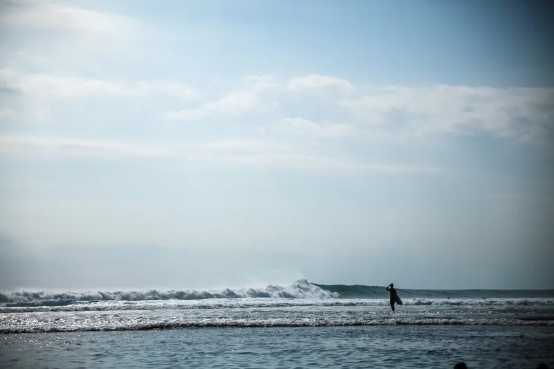 The surf break at Uluwatu, Bali, seen from the clifftop