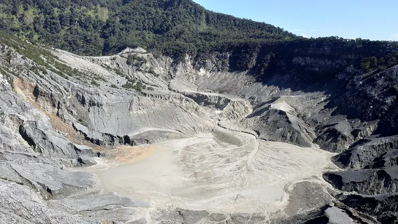 The crater of Tangkuban Perahu volcano near Bandung