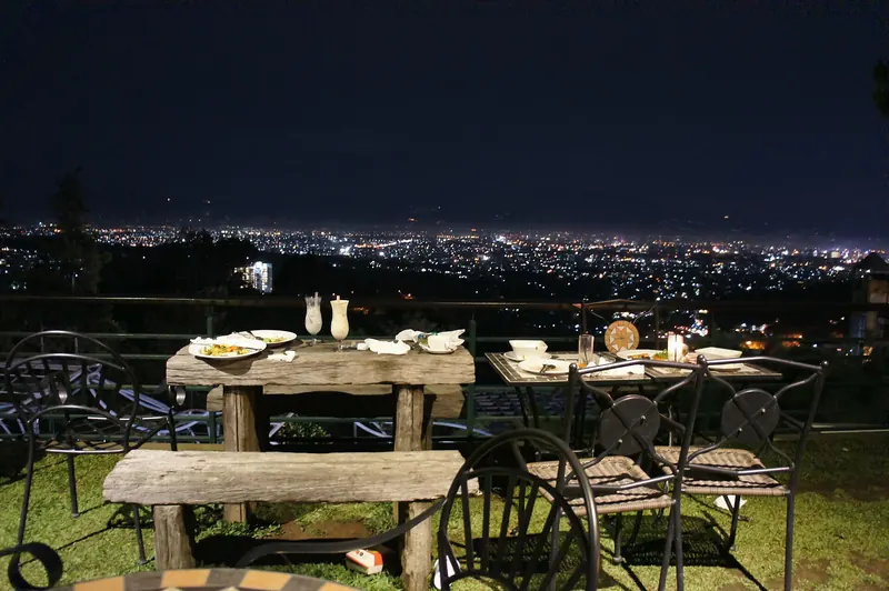 A view over Bandung city from the Dago hills at night
