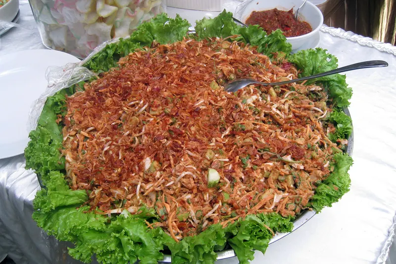 Karedok, a Sundanese raw vegetable salad with peanut sauce