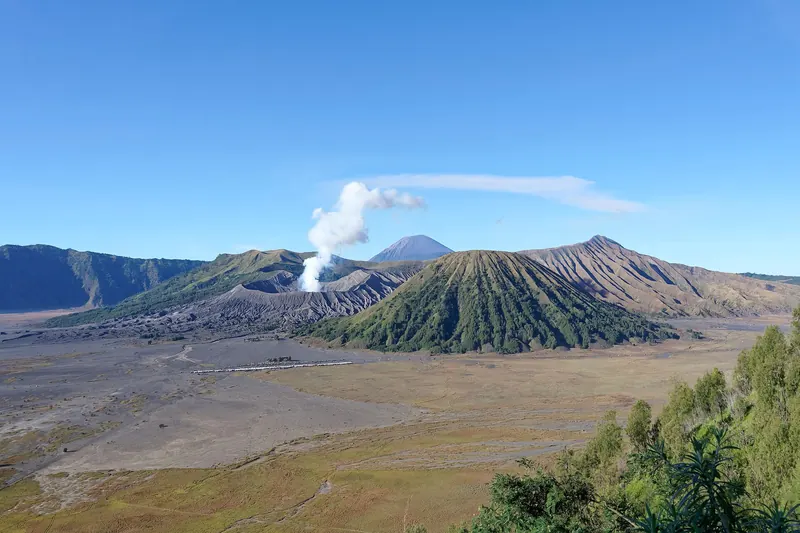 Mount Semeru, Java's highest peak, smoking beyond the Tengger caldera