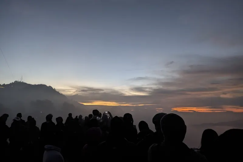 Twilight over the Bromo caldera seen from Bukit Cinta viewpoint
