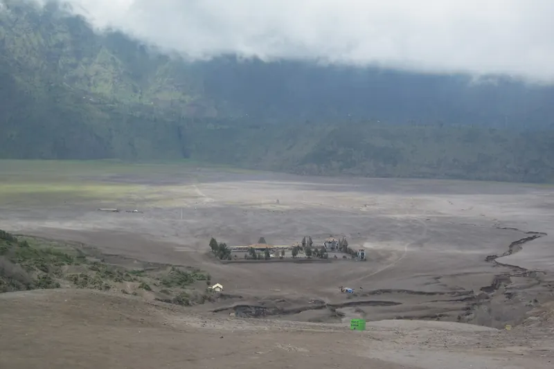 Pura Luhur Poten temple seen from across the Sea of Sand