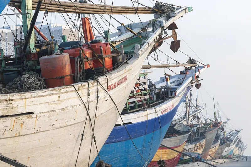 Wooden phinisi schooners at Sunda Kelapa harbour