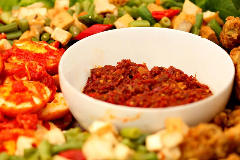 A bowl of sambal, Indonesian chili sauce