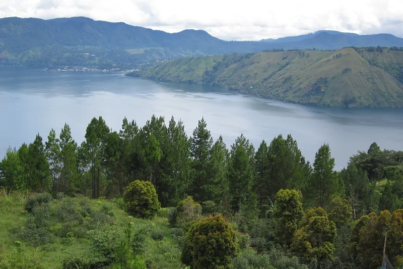 The shoreline of Lake Toba on Samosir Island