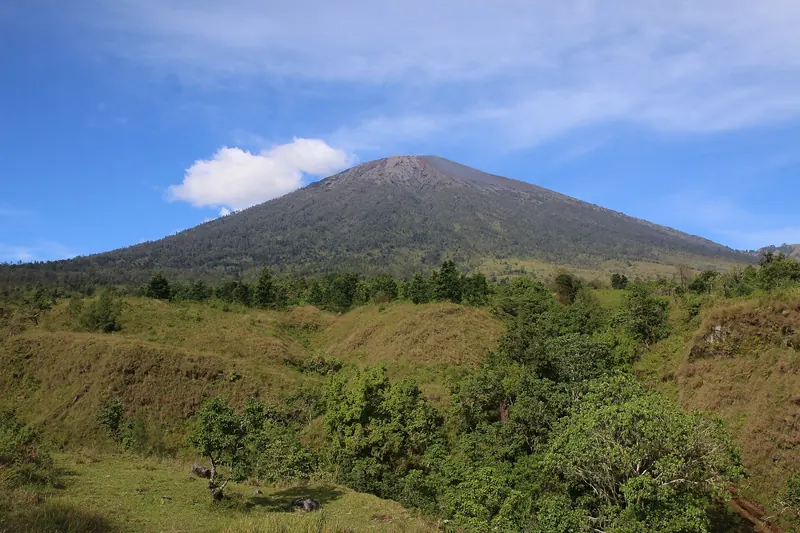 Mount Rinjani, Indonesia's second-highest volcano, in Lombok