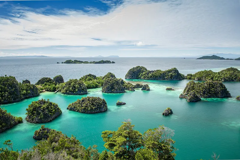 Karst islands seen from the Piaynemo viewpoint in Raja Ampat