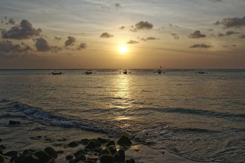 Sunset over the ocean seen from Bali's south coast