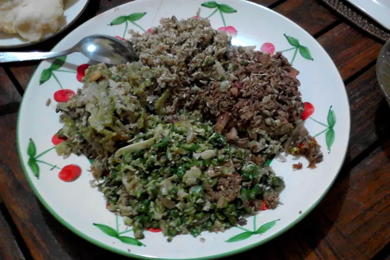 Lawar, a traditional Balinese mixed vegetable and meat dish