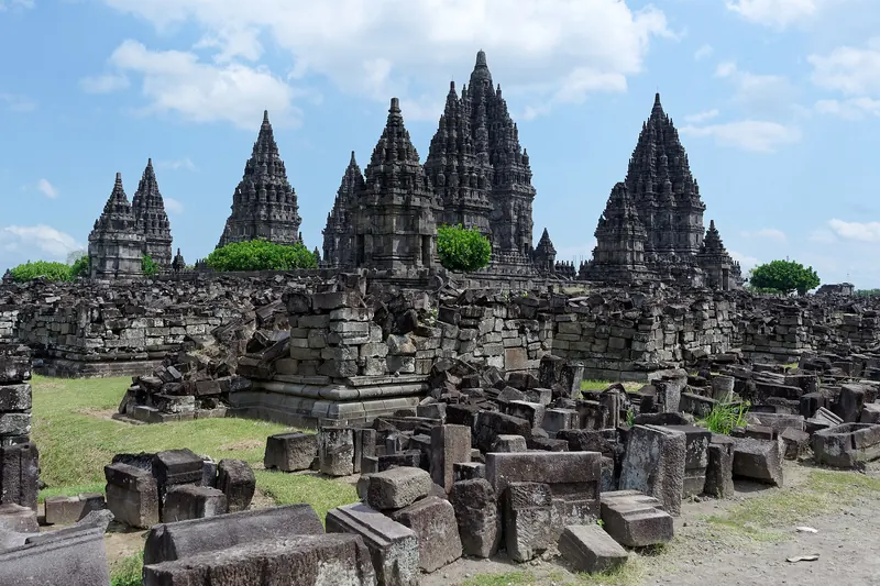 The soaring stone spires of Prambanan, Indonesia's grandest Hindu temple complex