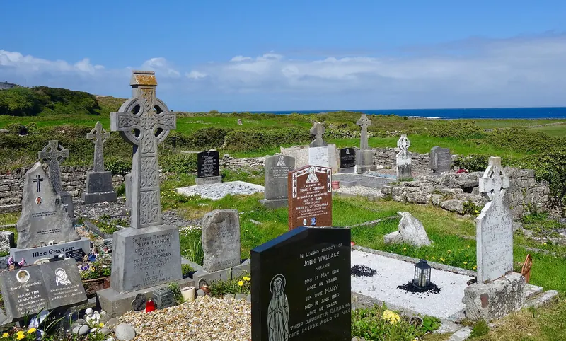 The ruined Seven Churches monastic site on Inis Mór