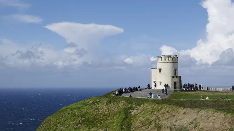 The sheer Atlantic cliffs of the Cliffs of Moher