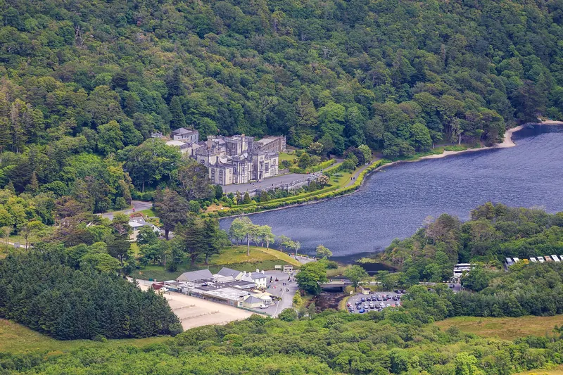 The view over Kylemore Abbey from Diamond Hill