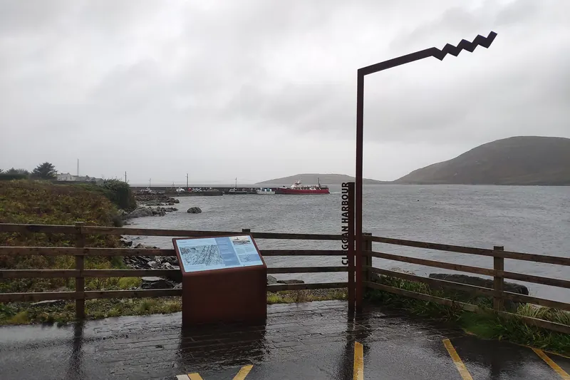 A Wild Atlantic Way sign near Cleggan Harbour in Connemara