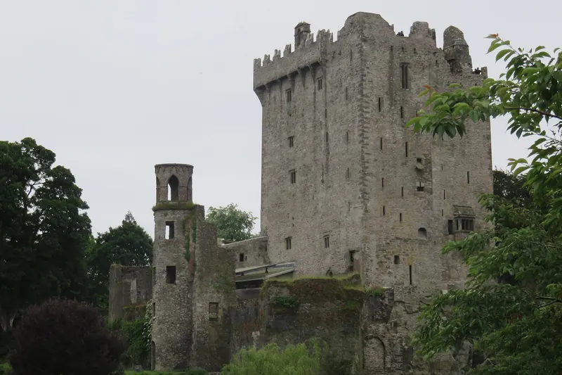 Visitors climbing Blarney Castle to kiss the Blarney Stone