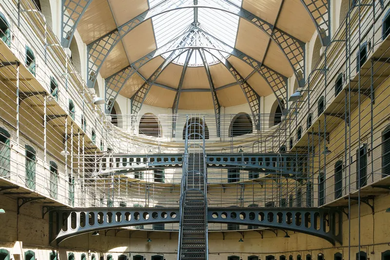 The vaulted main hall of Kilmainham Gaol in Dublin