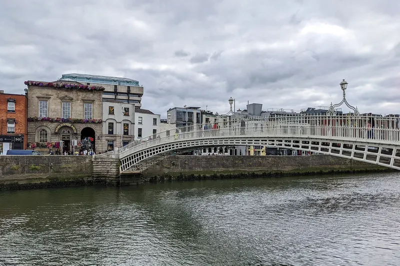 The Ha'penny Bridge over the River Liffey in Dublin