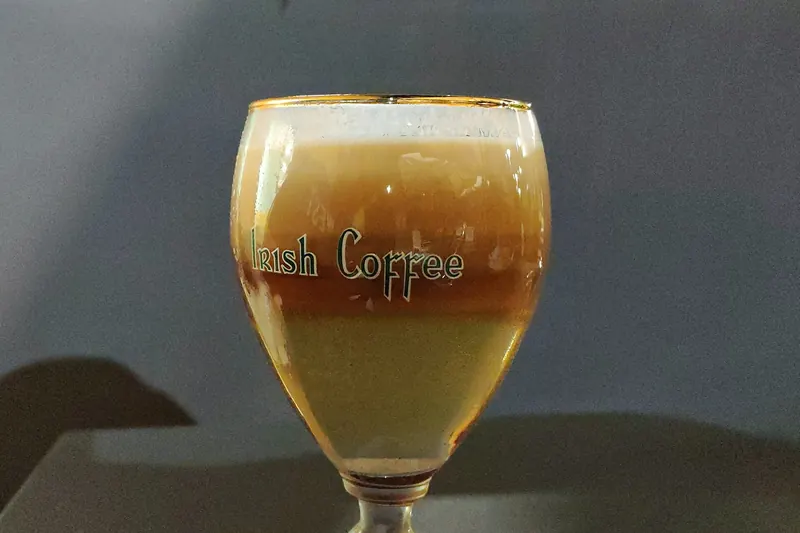 A traditional Irish coffee with cream