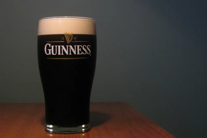 A freshly poured pint of Guinness stout