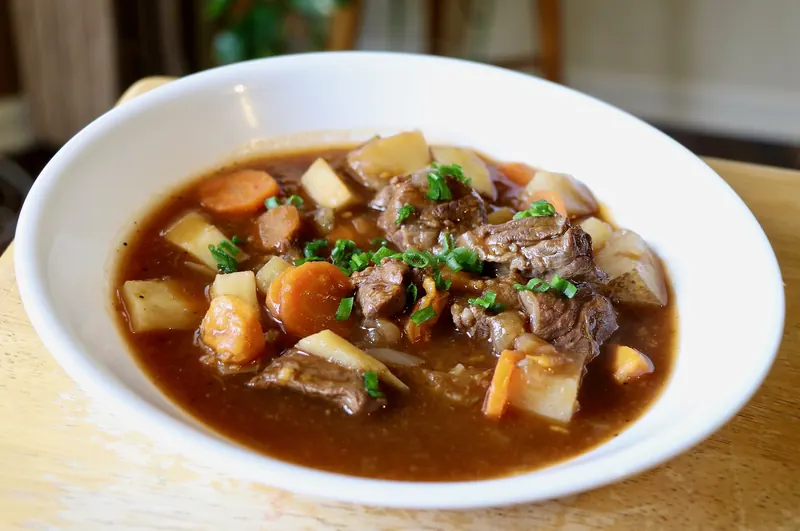 A bowl of hearty Irish stew
