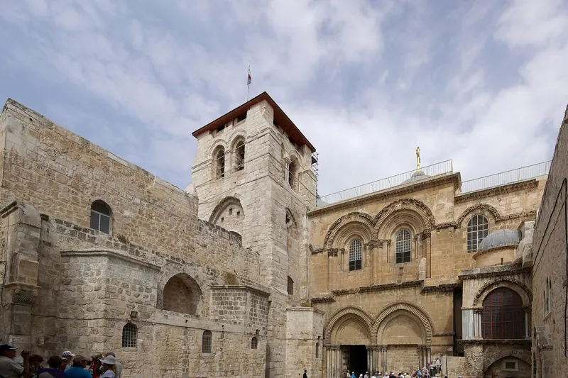 The facade of the Church of the Holy Sepulchre in Jerusalem