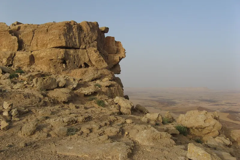 The vast Ramon Crater seen from the rim at Mitzpe Ramon