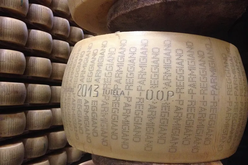 A wheel of Parmigiano Reggiano