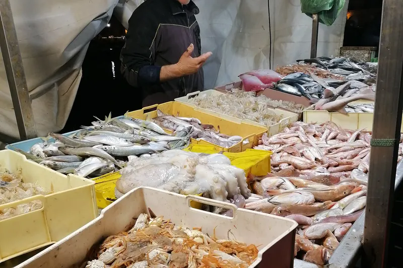 A fish market on the Puglia coast at Trani