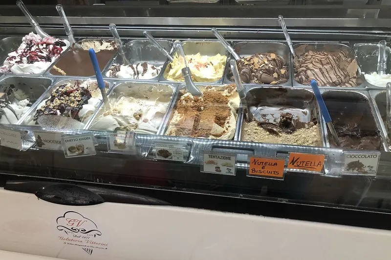 Tubs of gelato in an Italian gelateria