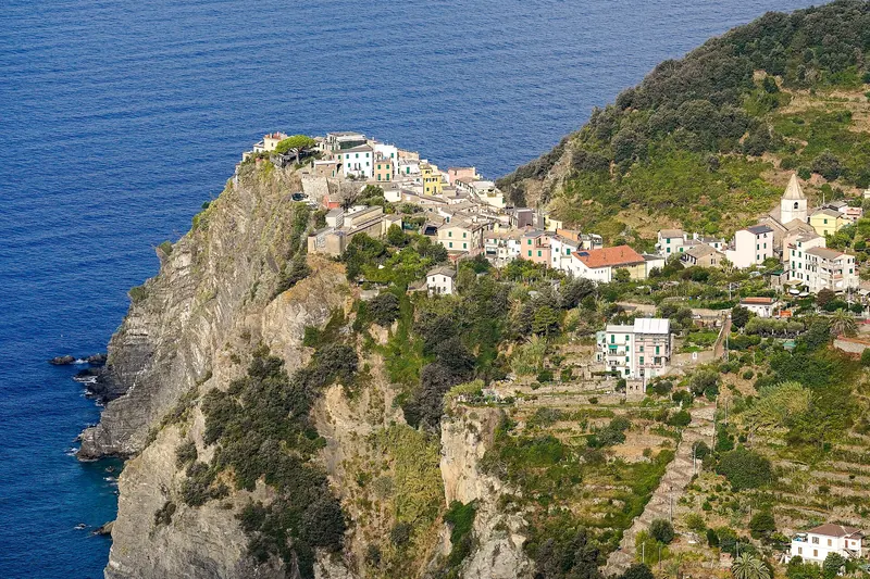 Corniglia on its headland above the sea, the only one of the five villages not on the water