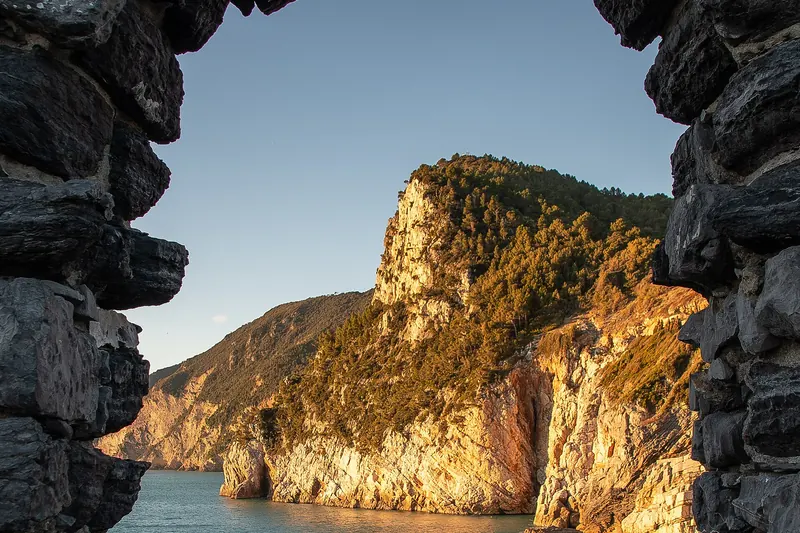 The church of San Pietro on its rock spur over the sea at Portovenere