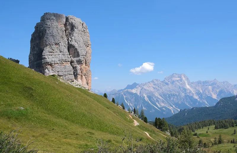 The five rock towers of the Cinque Torri above Cortina d'Ampezzo