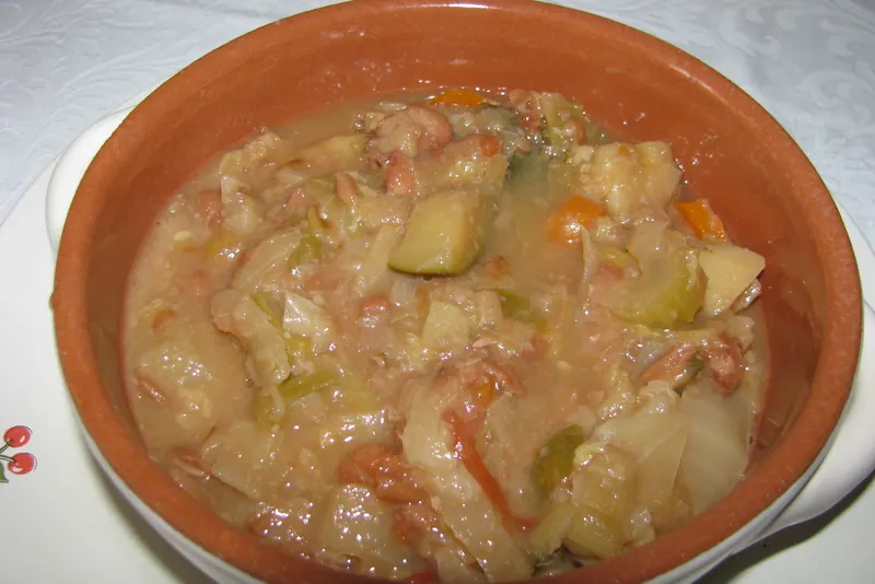 A bowl of ribollita, the thick Tuscan bread and black cabbage soup