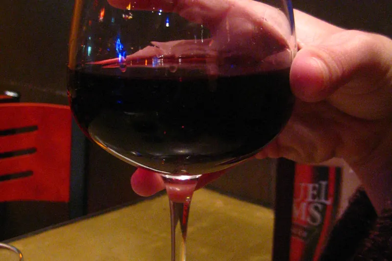 A glass of red Chianti wine