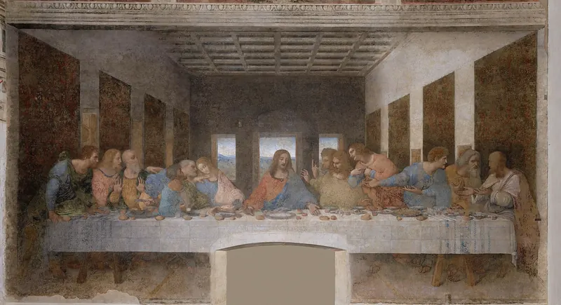 Leonardo da Vinci's Last Supper, painted 1495–98 in the refectory of Santa Maria delle Grazie