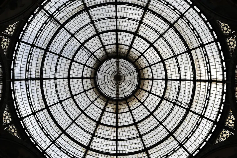 The glass-vaulted dome of the Galleria Vittorio Emanuele II