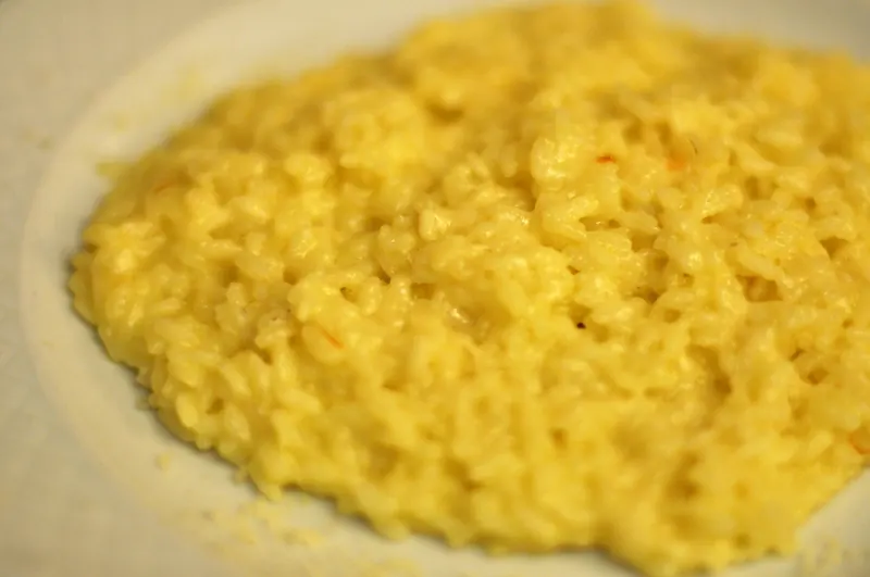 Risotto alla milanese, coloured golden with saffron