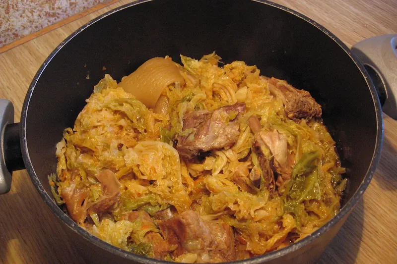 Cassoeula, a winter stew of pork ribs, sausage and cabbage