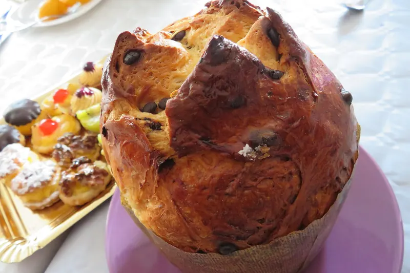 Panettone, Milan's tall domed Christmas bread with candied peel and raisins