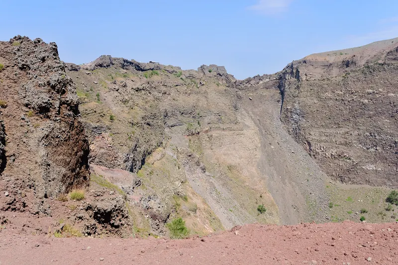 The crater rim of Vesuvius, with the Bay of Naples spread out below