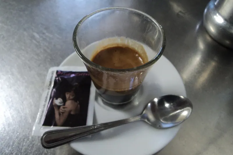 Espresso served in an Italian bar