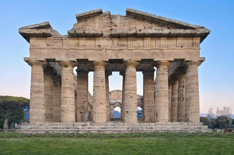One of the almost complete Greek Doric temples at Paestum
