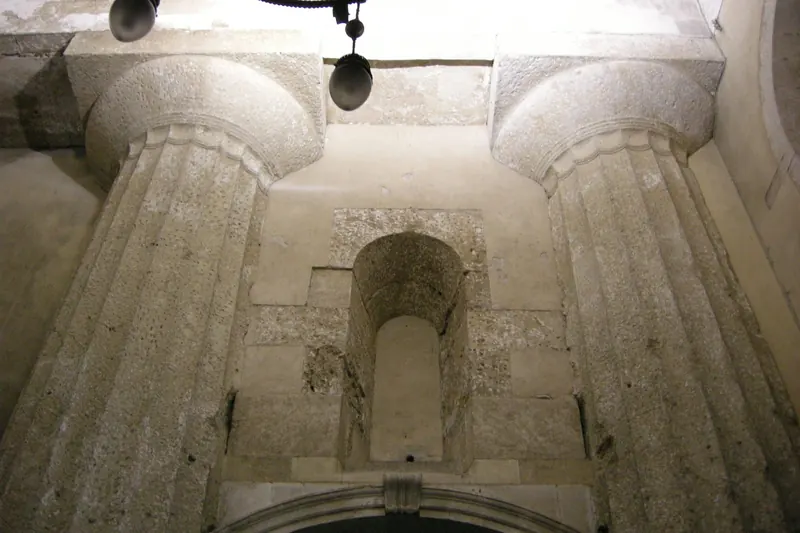 The interior of Syracuse's cathedral, built inside a Doric temple with the columns still in the walls