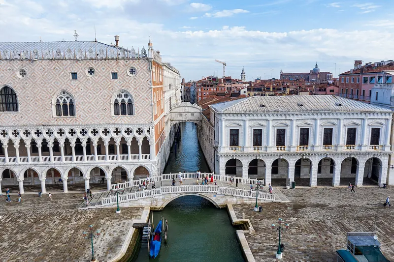 The enclosed Bridge of Sighs connecting the Doge's Palace to the old prisons