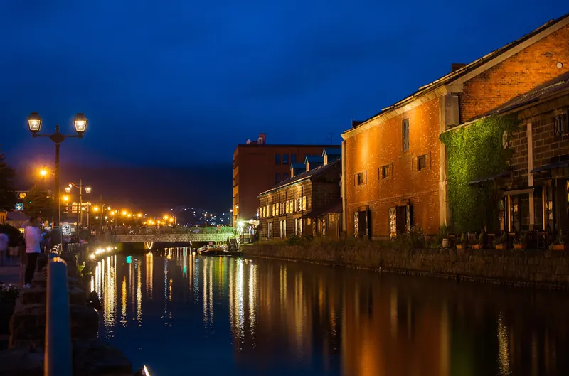 Otaru's historic stone canal lined with former warehouses
