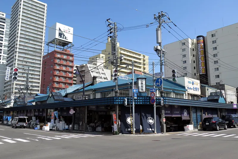 Fresh seafood stalls at Sapporo's Nijo Market
