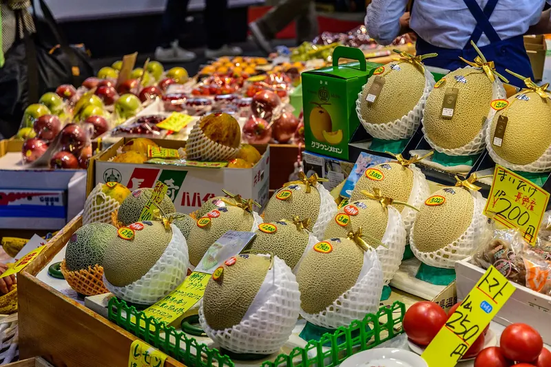 Stalls at Kanazawa's covered Omicho Market