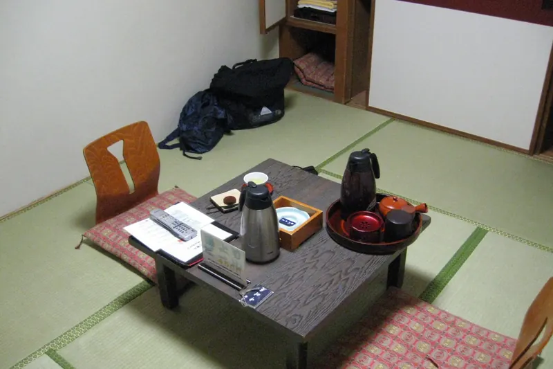 A traditional tatami-floored ryokan room