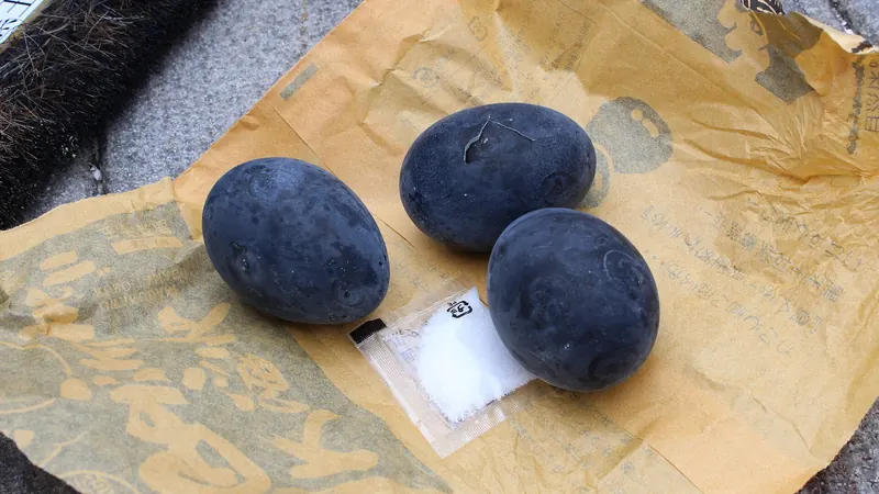 Kuro-tamago black eggs boiled in Owakudani's sulphurous springs